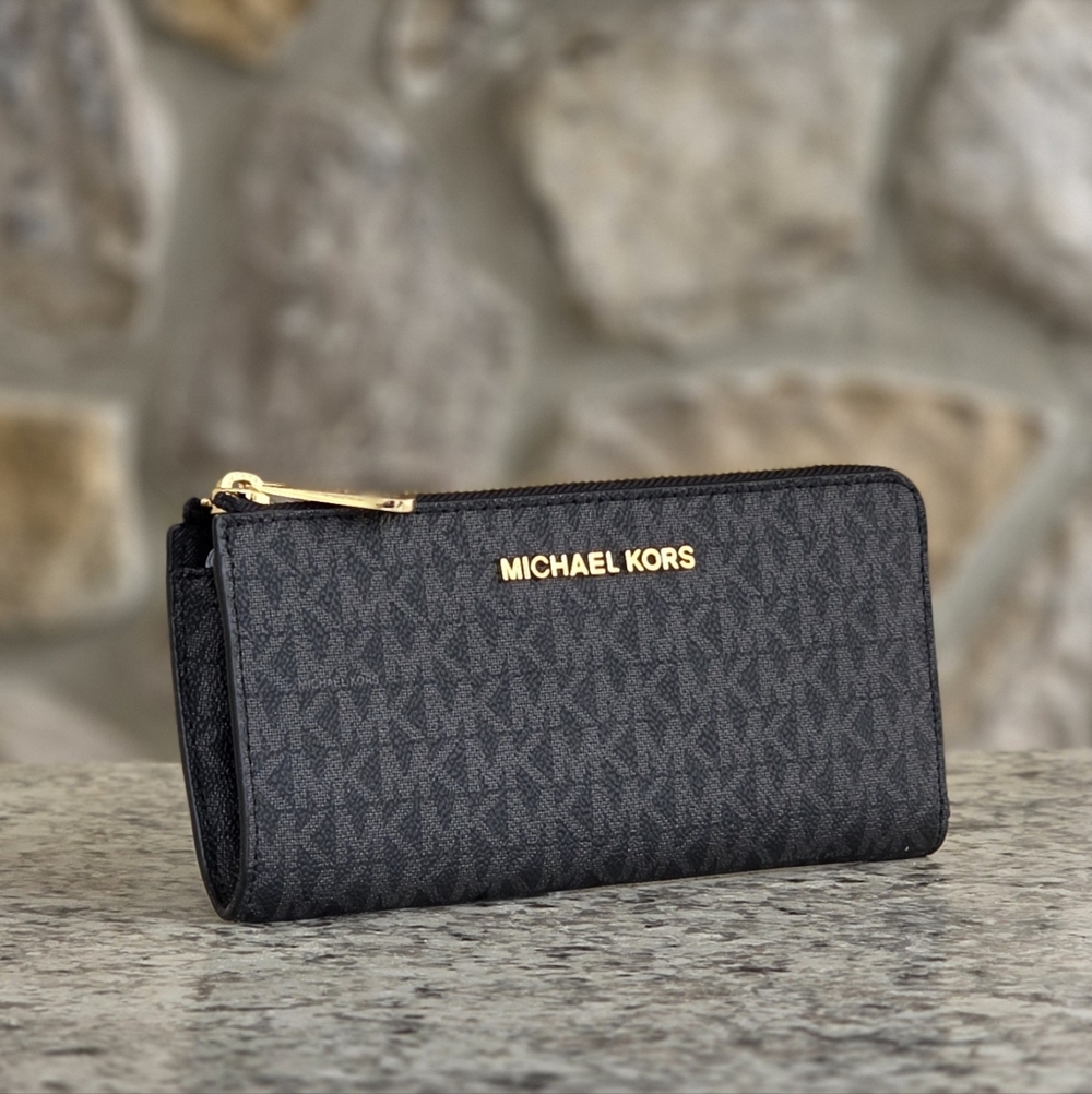 Michael Kors Jet Set Logo Large Black Wallet